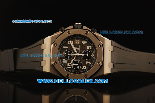 Audemars Piguet Royal Oak Offshore Grey Themes Swiss Valjoux 7750 Titanium Case with Grey Dial and Rubber Strap - Run 12@Sec - Click Image to Close